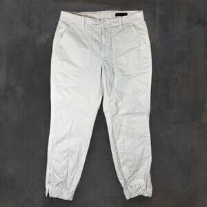 Banana Republic White Beige Crop Pants Womens Size 6 Petite Zip Legs Low Stretch